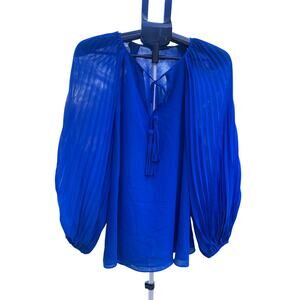 NWT Ungaro "Cameron" Pleated Blouse in Ultramarine Blue Small